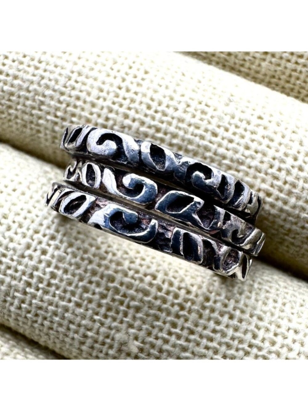 Lot of 3 Silpada Sterling Silver Scrolled R3357 Stackable Ring Bands Size 6